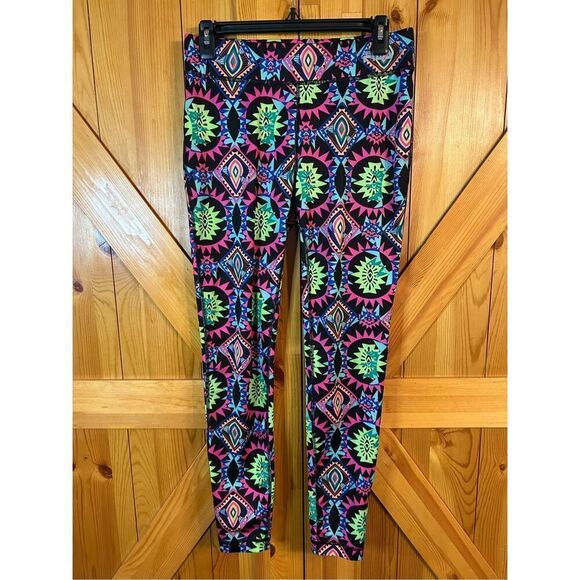 Fila Sport Neon Geometric Printed Full Length Running Leggings Active Small (489 - Picture 1 of 7